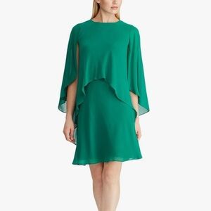 LAUREN Ralph Lauren Green Layered Georgette Dress Women’s Size 2